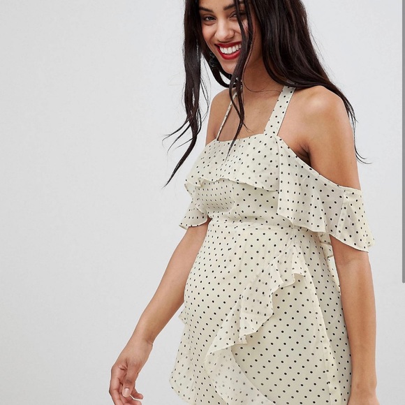Maternity Asos Ruffle Polka Dot Dress - Picture 2 of 3